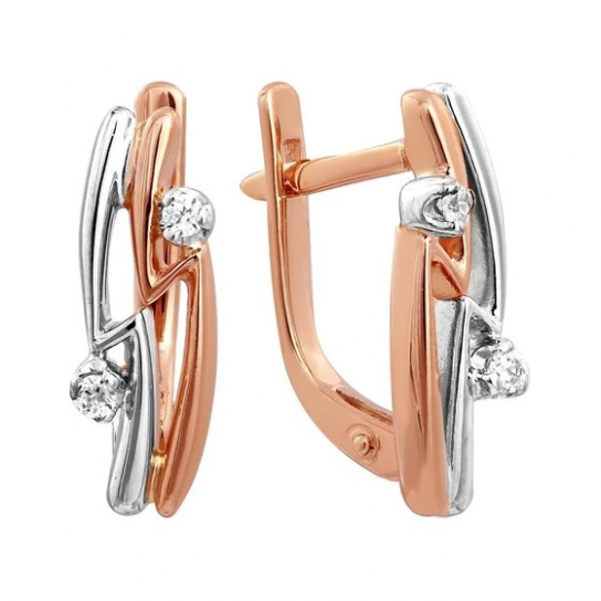 Золотые серьги 585, женские, с фианитом