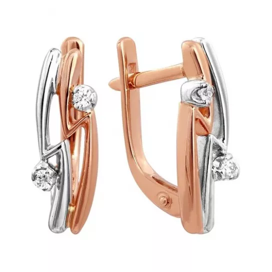 Золотые серьги 585, женские, с фианитом