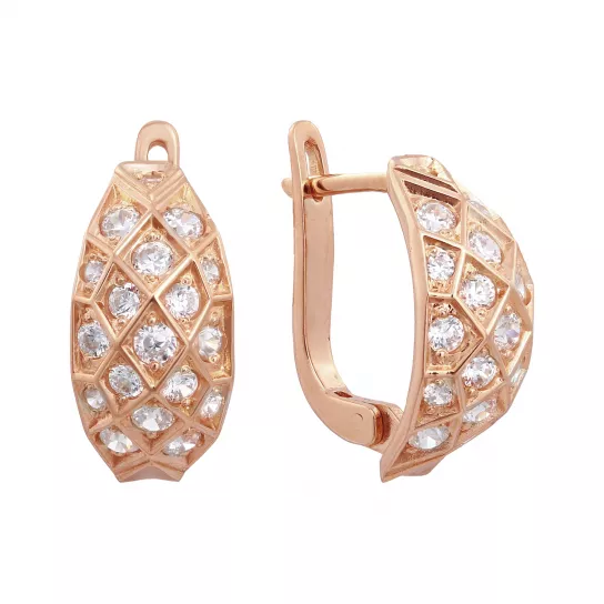 Золотые серьги 585, женские, с фианитом