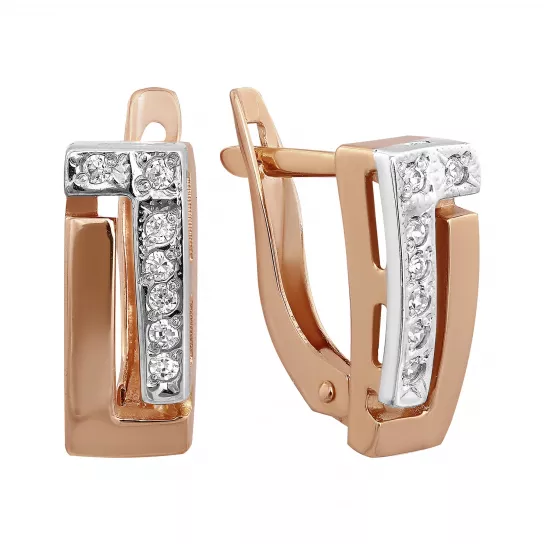 Золотые серьги 585, женские, с фианитом