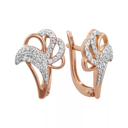 Золотые серьги 585, женские, с фианитом