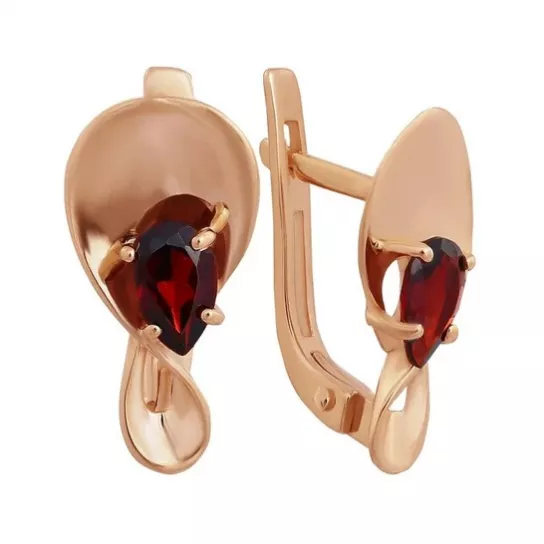 Золотые серьги 585, женские, с фианитом