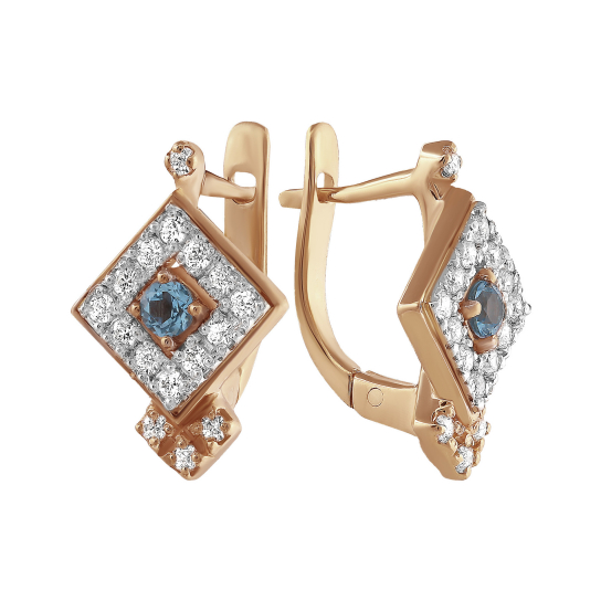 Золотые серьги 585, женские, с фианитом