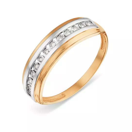 Золотое кольцо 585, женское, с бриллиантом, размер 16.5