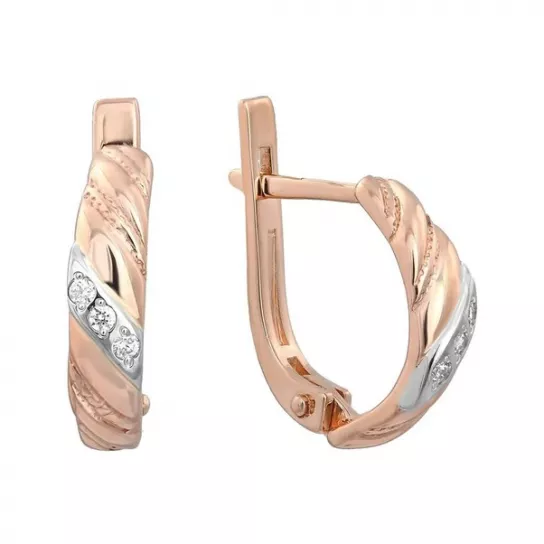 Золотые серьги 585, женские, с фианитом