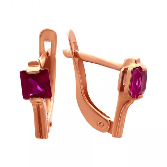 Золотые серьги 585, детские, с фианитом