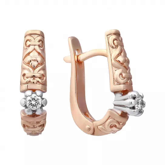 Золотые серьги 585, женские, с бриллиантом