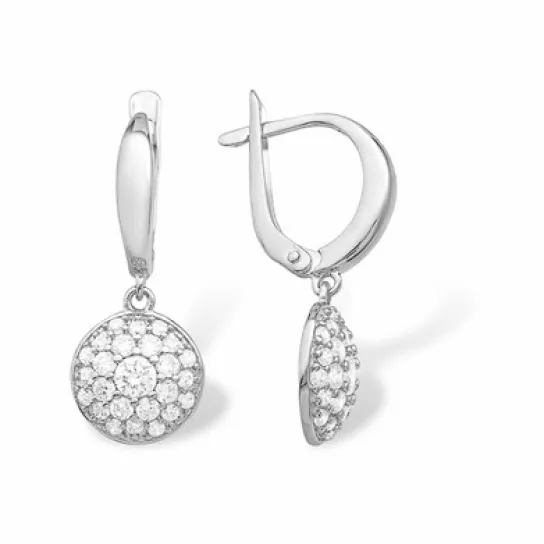 Серьги с фианитом из серебра