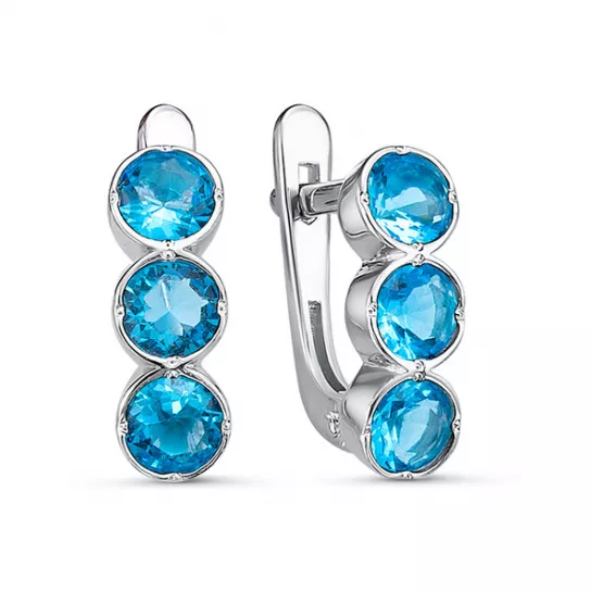 Серебряные серьги 925, женские, с кварцем