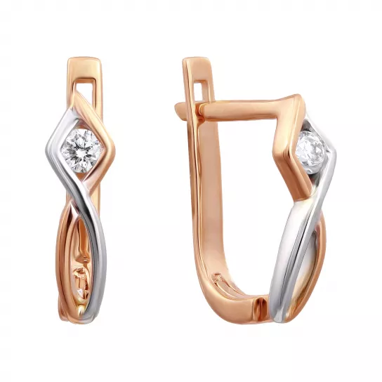 Золотые серьги 585, женские, с бриллиантом