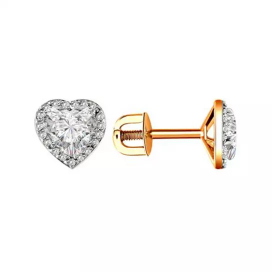 Пусеты с фианитом из золота