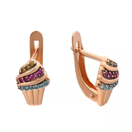 Серьги детские с фианитом из золота