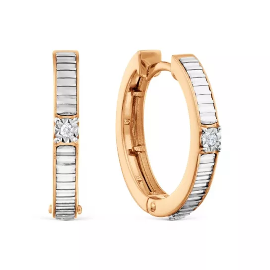 Золотые серьги 585, женские, с бриллиантом