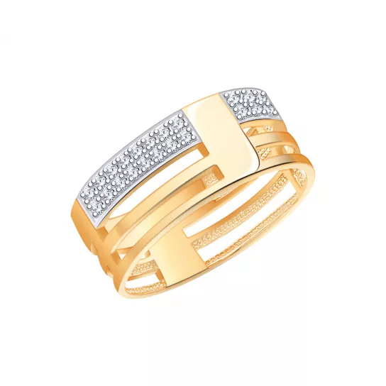 Золотое кольцо 585, женское, с фианитом, размер 18