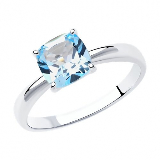 Серебряное кольцо 925, женское, с топазом, размер 16