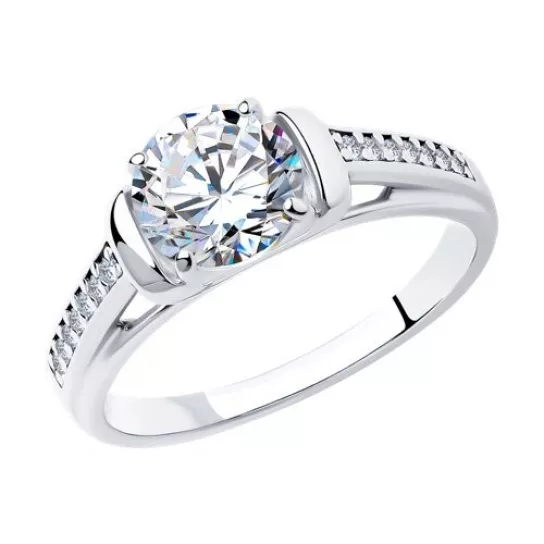 Серебряное кольцо 925, женское, с фианитом, размер 16.5