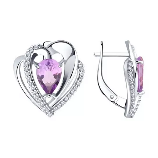 Серебряные серьги 925, женские, с аметистом