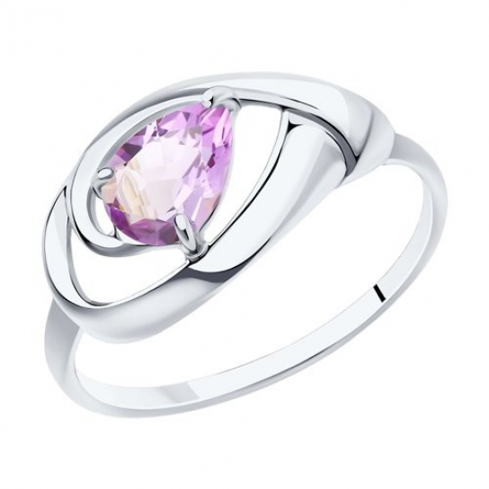 Серебряное кольцо 925, женское, с аметистом, размер 18
