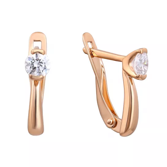 Золотые серьги 585, женские, с фианитом
