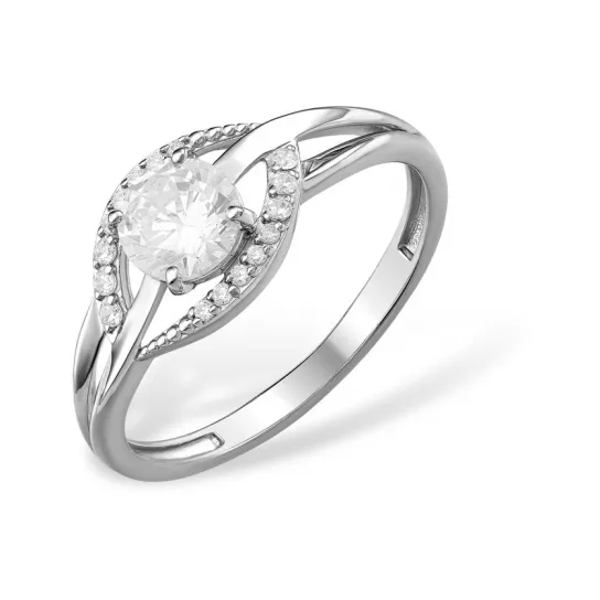 Кольцо с фианитом из серебра