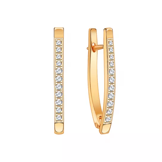 Золотые серьги 585, женские, с фианитом