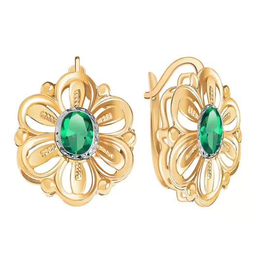 Золотые серьги 585, женские, с фианитом