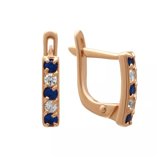 Золотые серьги 585, женские, с фианитом