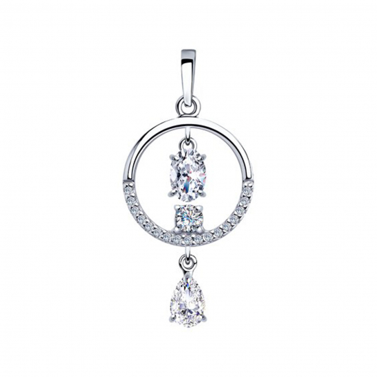 Серебряная подвеска 925, женская, с фианитом
