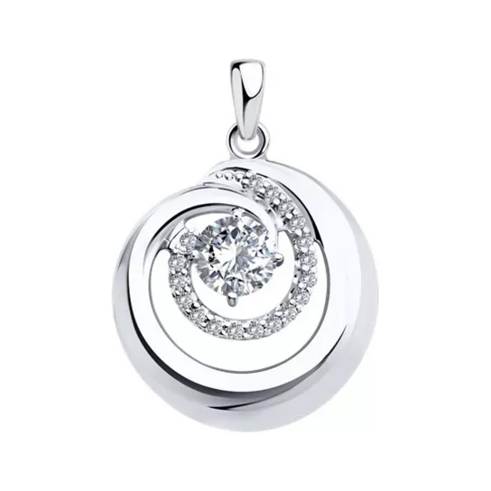 Серебряная подвеска 925, женская, с фианитом
