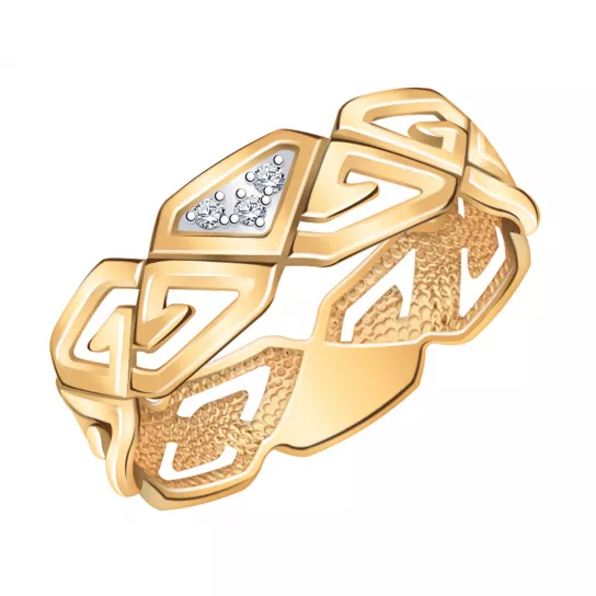 Золотое кольцо 585, женское, с фианитом, размер 18.5