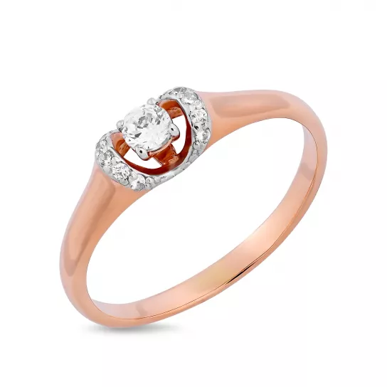 Золотое кольцо 585, женское, с фианитом, размер 16.5