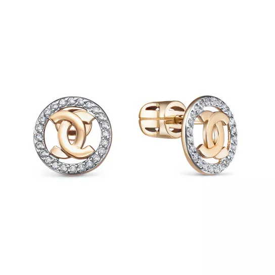 Пусеты с фианитом из золота