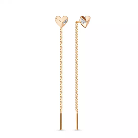Золотые серьги 585, женские, с фианитом