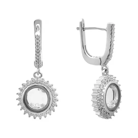 Серебряные серьги 925, женские, с фианитом