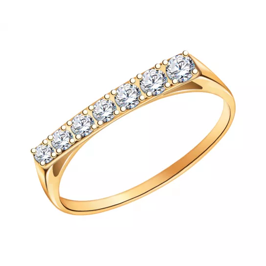 Золотое кольцо 585, женское, с фианитом, размер 16