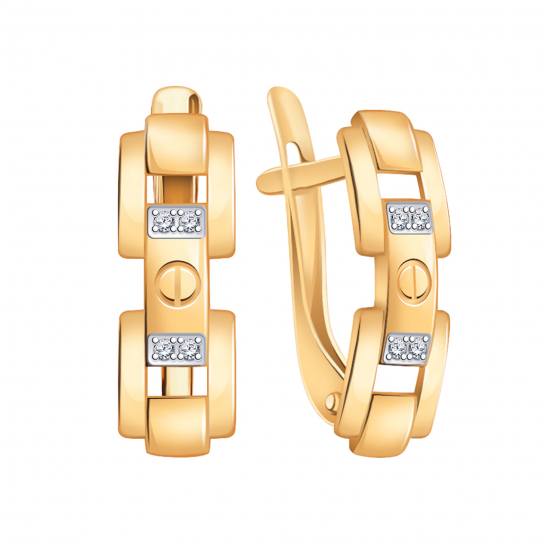 Золотые серьги 585, женские, с фианитом