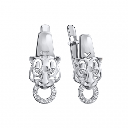 Серебряные серьги 925, женские, с фианитом