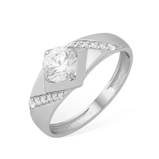 Серебряное кольцо 925, женское, с фианитом, размер 18
