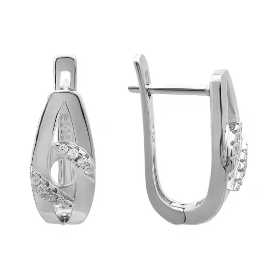Серебряные серьги 925, женские, с фианитом