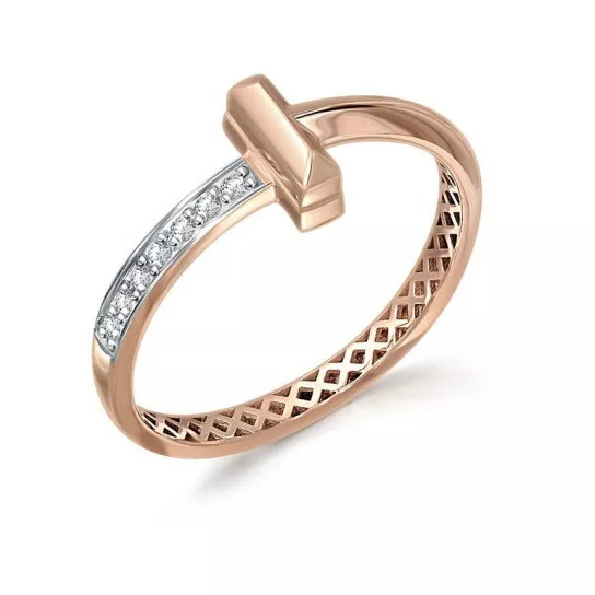 Золотое кольцо 585, женское, с фианитом, размер 17