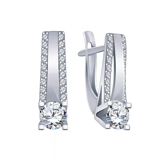 Серебряные серьги 925, женские, с фианитом