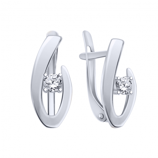 Серебряные серьги 925, женские, с фианитом