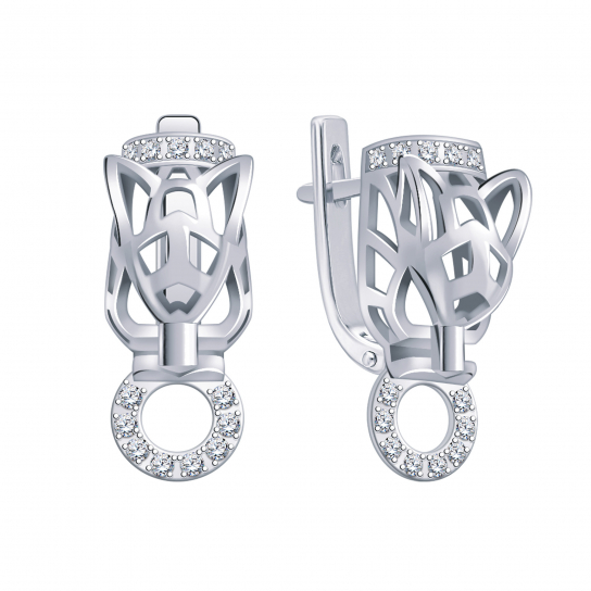Серебряные серьги 925, женские, с фианитом