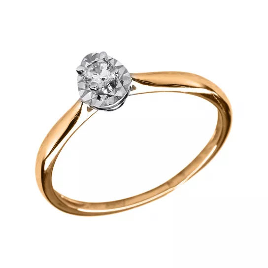 Золотое кольцо 585, женское, с фианитом, размер 15.5