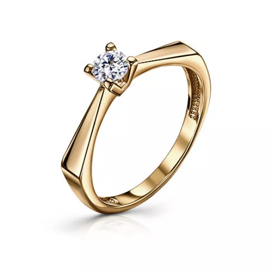 Золотое кольцо 585, женское, с фианитом, размер 16.5