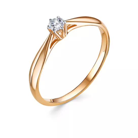 Золотое кольцо 585, женское, с фианитом, размер 17