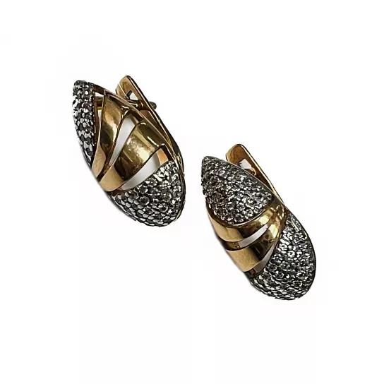 Золотые серьги 585, женские, с фианитом