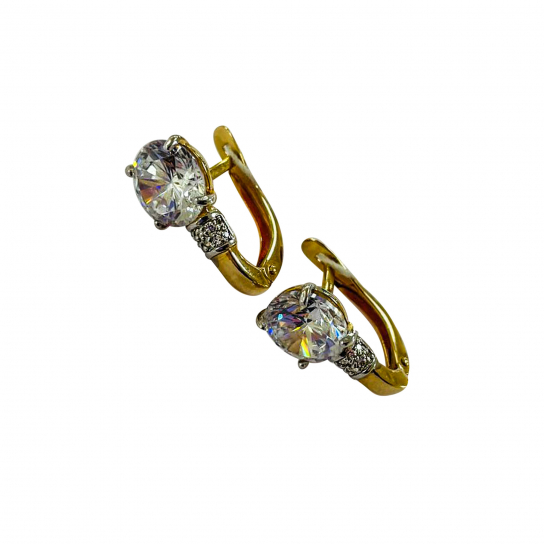 Золотые серьги 585, женские, с фианитом