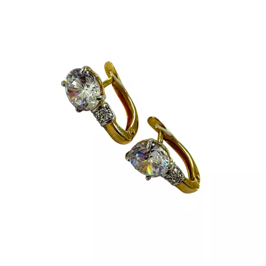 Золотые серьги 585, женские, с фианитом