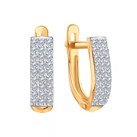 Серьги с фианитом из золота